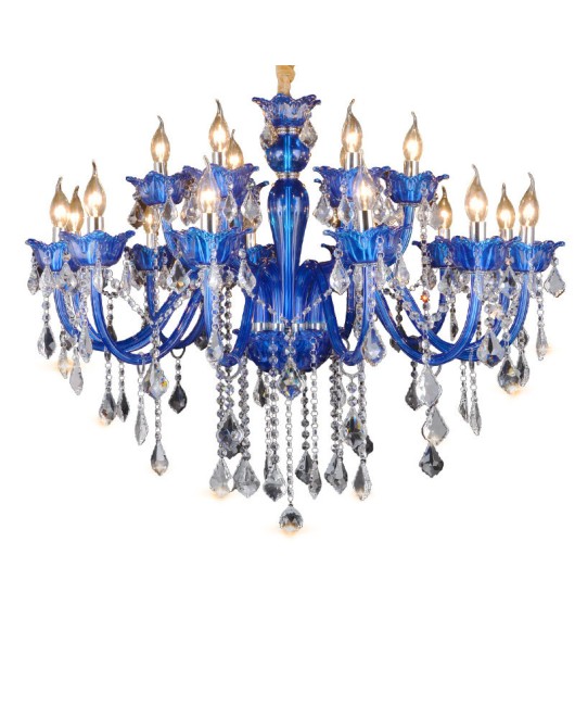 Blue crystal lamp, colorful European style living room and bedroom chandelier, Mediterranean creative clothing store, internet cafe, and coffee lighting fixtures