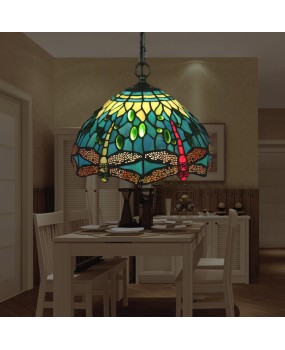 Cross border exclusive for British European retro creative dragonfly colored glass chandelier, fashionable and creative bar counter booth, personalized