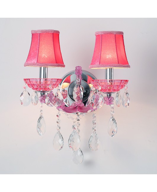 European style children's room bedroom bedside wall lamp, pink hallway wall lamp, living room background wall lamp, dining room crystal lamp