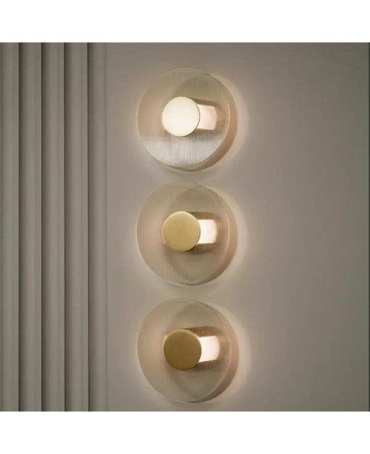 Designer's modern minimalist bedside bedroom wall light 2023 new background wall circular glass luxury wall light