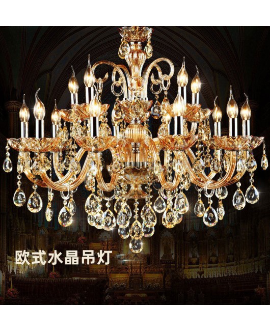 European style living room crystal chandelier, simple modern dining room lamp, home bedroom lamp, luxurious and atmospheric study candle lamp