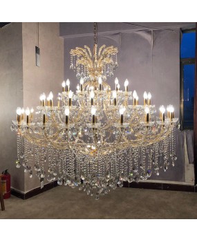 European style villa duplex building lights, living room chandelier, grand hotel lobby, clubhouse, crystal lights, engineering decorative lighting fixtures