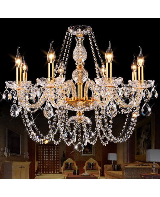 European style living room crystal chandelier, dining room light, simple golden atmosphere, home bedroom lighting, villa coffee shop lighting