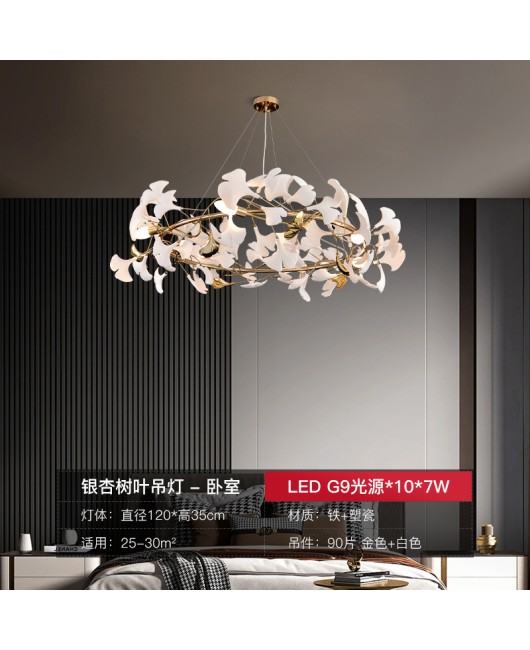 Duplex building with large chandelier, loft staircase light, luxury villa with elevated ceiling, living room, lobby, sales department, ginkgo leaf light