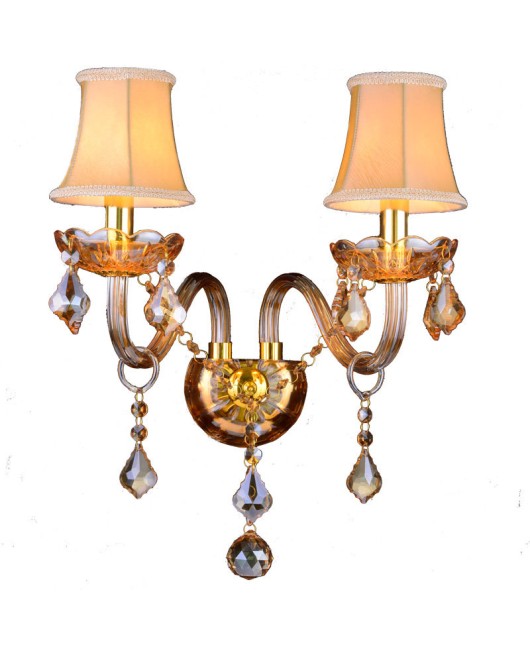 European Candle Gold Double Headed Single Head Bedroom Bedhead Wall Light Indoor Light Glass Crystal Wall Light Corridor Light Fixture