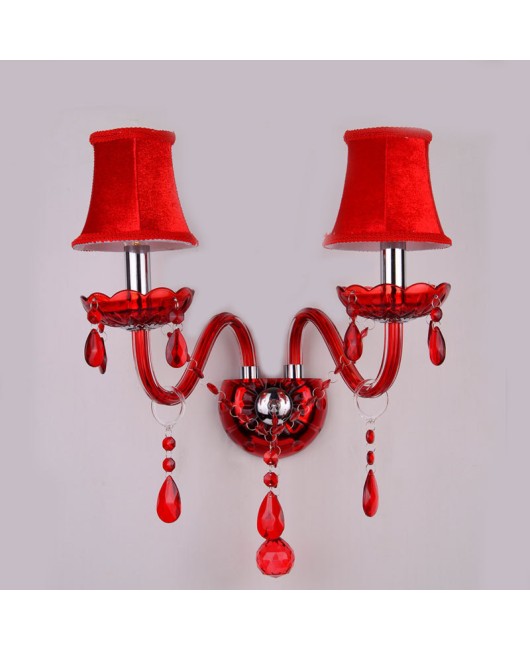 European Wall Light Bedroom Living Room Light Bar KTV Corridor Dining Room Light Wedding Banquet Red Crystal Wall Light