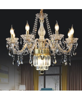 European style candle, crystal chandelier, living room, golden chandelier, dining room, bedroom lighting, simple European hotel, villa engineering lighting fixtures