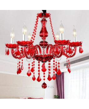 Red pendant light, European style colorful crystal light, wedding bedroom light, diffuse coffee, KTV, wedding hotpot restaurant decoration lighting