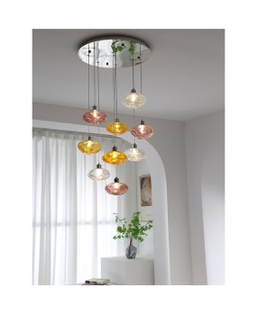 2024 New Small Duplex Villa Art Glass Chandelier Loft Apartment Modern Rotating Suspended Stair Chandelier