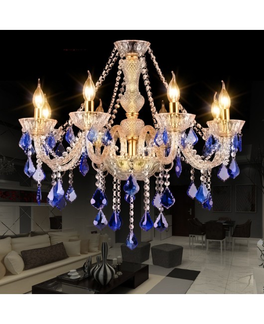 Blue pendant light, European restaurant light, colorful crystal light, living room lighting, bedroom lighting, creative KTV decoration, internet cafe lighting