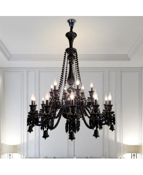 Factory wholesale European style black crystal chandelier, living room, bedroom candle lighting, French style light luxury villa atmospheric lighting