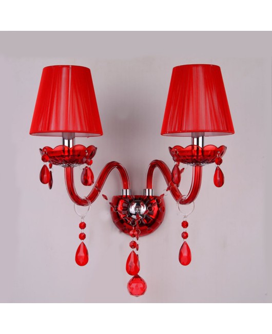 European Wall Light Bedroom Living Room Light Bar KTV Corridor Dining Room Light Wedding Banquet Red Crystal Wall Light