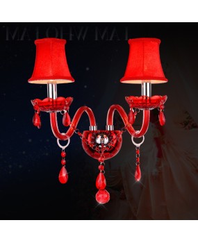 European Wall Light Bedroom Living Room Light Bar KTV Corridor Dining Room Light Wedding Banquet Red Crystal Wall Light