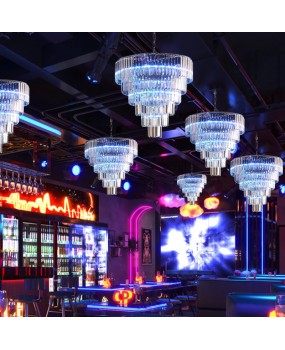 New light luxury restaurant crystal chandelier creative wedding hotel banquet hall pendant lights stage RGB color changing lamps