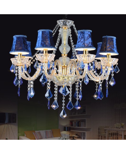 Blue pendant light, European restaurant light, colorful crystal light, living room lighting, bedroom lighting, creative KTV decoration, internet cafe lighting