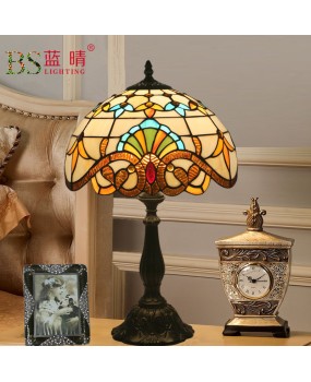 Cross border export European retro creative color glass Baroque shell table lamp bedside restaurant bar lamp lighting