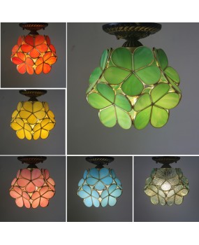 Cross border exclusive fashion and creative colored glass petal ceiling lights, staircase corridors, balconies, entrances, garden lights