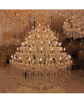 European style golden living room chandelier luxurious and atmospheric villa duplex hall crystal lamp hotel lobby lighting fixtures