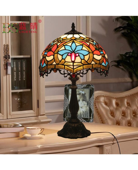 Cross border 12 inch Tiffany European style desk lamp luxury bedroom bedside lamp bar coffee shop hotel villa desk lamp