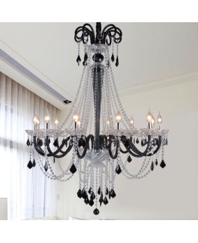 European style coffee pendant lamp, black crystal lamp, villa staircase, hotel duplex building project, pendant lamp manufacturer wholesale