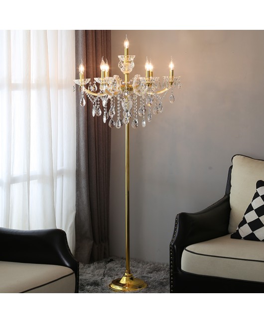 European style living room crystal floor lamp, high-end corridor hotel banquet hall luxury lamp, floor lamp, wedding room bedroom lamp