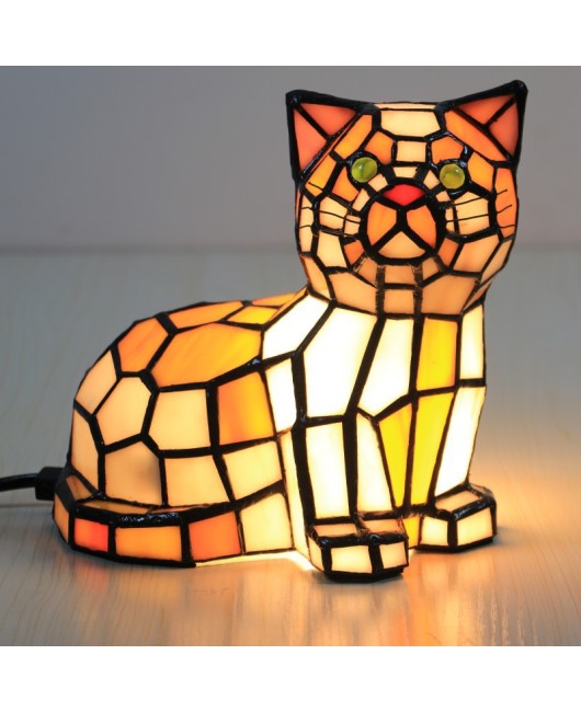 Cross border Leyi Tiffany Cat Lamp Table Lamp for Foreign Trade, USA, Japan, Canada, UK, France, Spain, Germany Lamp