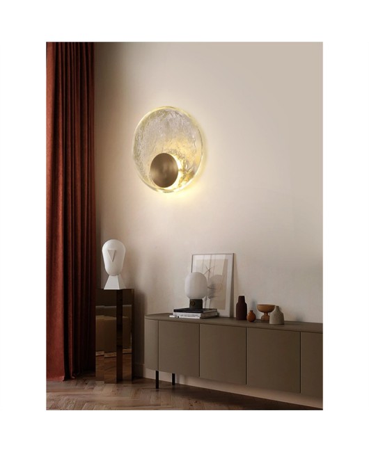 Light luxury all copper bedroom bedside wall lamp, living room minimalist background wall crystal wall lamp, designer's artistic and creative lighting fixtures