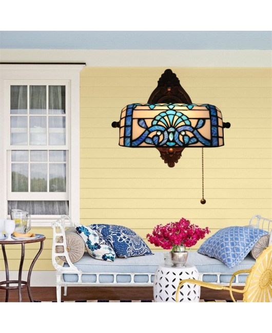 Foreign trade cross-border Le Yi Tiffany wall lamp Mediterranean Baroque bedroom bedside lamp living room study corridor balcony