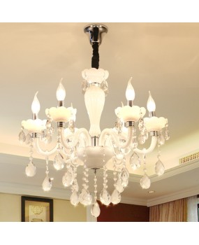 European style living room crystal chandelier, dining room bedroom chandelier, white modern home light, villa duplex floor chandelier wholesale