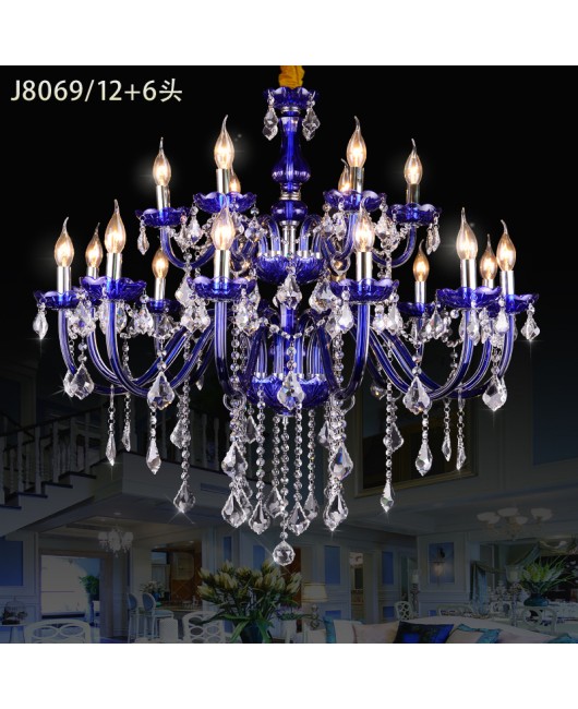 European colored crystal lights, living room and bedroom lights, Mediterranean blue pendant lights, internet cafes, hotels, clothing stores, decorative lighting fixtures