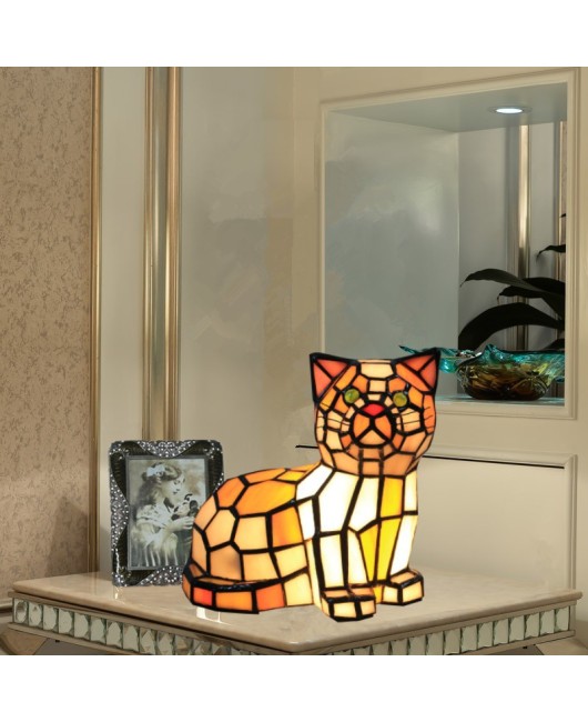 Cross border Leyi Tiffany Cat Lamp Table Lamp for Foreign Trade, USA, Japan, Canada, UK, France, Spain, Germany Lamp