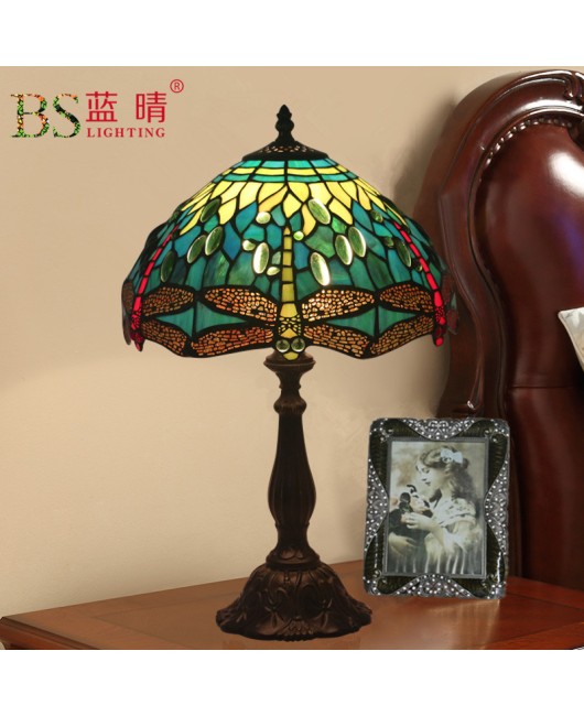 Cross border Amazon UK Japan Germany Italy Netherlands Finland Belgium Colored Glass Dragonfly Desk Lamp European