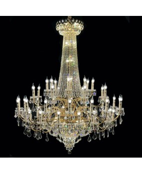 European style living room, large chandelier, hotel club lobby, crystal lamp, villa lobby lamp, staircase, atmospheric wrought iron lighting fixture