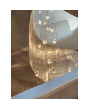 Loft apartment duplex staircase pendant light modern minimalist creative light luxury villa living room hanging crystal long line pendant light