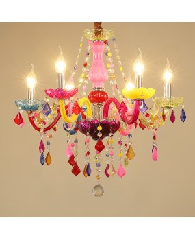 European style children's room pendant light, girl princess bedroom light, creative comic coffee, internet cafe, KTV, bar, colorful crystal light