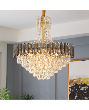 Postmodern pendant lamp, crystal lamp, circular living room, dining room, pendant lamp, simple and atmospheric bedroom lamp, villa Nordic style lighting fixture