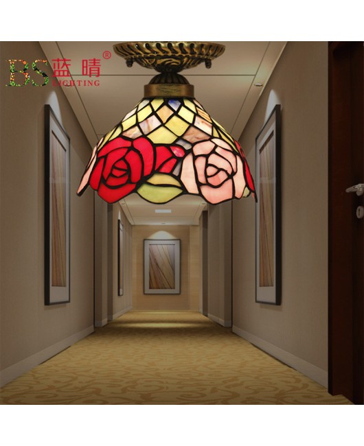 Cross border 8-inch Tiffany European style ceiling light, retro creative bar, restaurant, hallway, balcony, foyer light