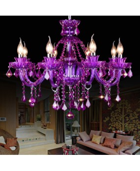 European style Purple Crystal Lamp Hotel Internet Cafe KTV Chandelier Coffee Shop Clothing Store Decorative Lamp Colored Glass Chandelier