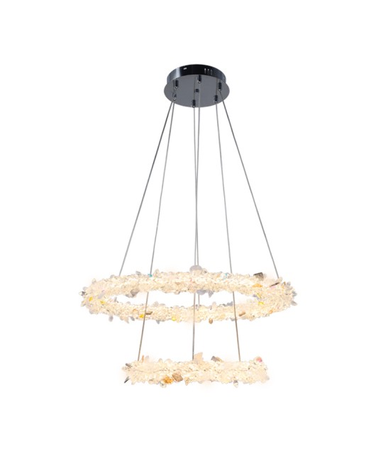 Creative living room pendant lamp, post-modern minimalist bedroom study lamp, Nordic light luxury crystal flower circular dining room hanging lamp