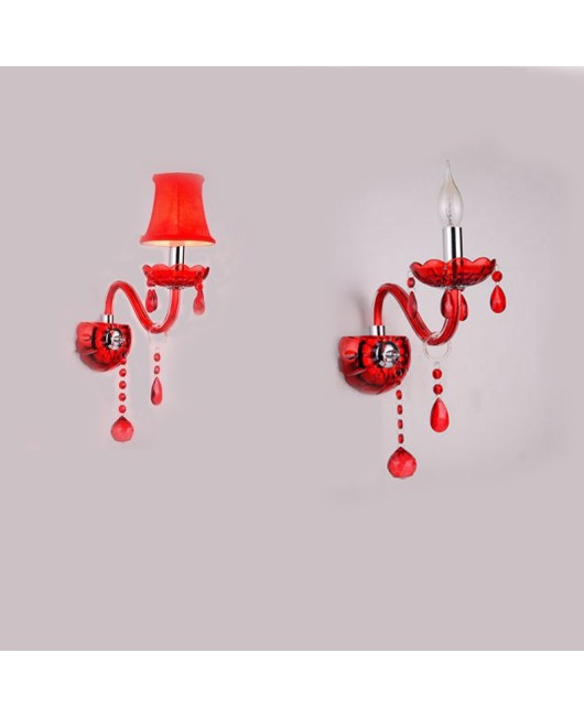 European Wall Light Bedroom Living Room Light Bar KTV Corridor Dining Room Light Wedding Banquet Red Crystal Wall Light