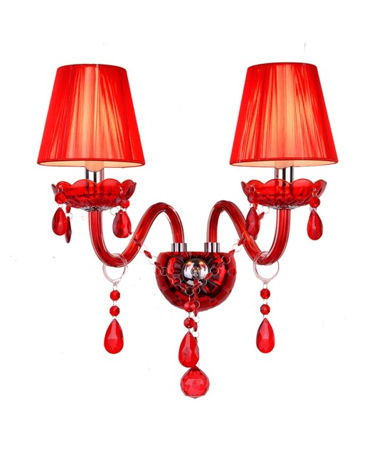 European Wall Light Bedroom Living Room Light Bar KTV Corridor Dining Room Light Wedding Banquet Red Crystal Wall Light