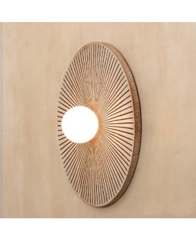 Wabi Sabi style wall lamp, Japanese style homestay living room background wall decoration lamp, personalized retro fan-shaped circular bedroom bedside lamp