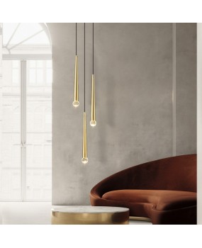 Minimalist all copper bedside pendant light, modern minimalist restaurant bar counter, light luxury creative living room background wall, bedroom line light