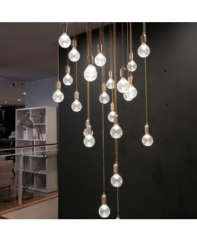 Postmodern minimalist creative decoration LED light bulb creative personality restaurant bar counter crystal glass ball staircase pendant light