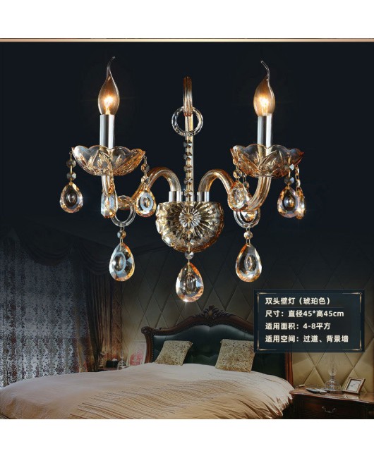 Manufacturer wholesale European crystal wall lamp, bedroom bedside wall lamp, amber dual head single head hallway wall lamp