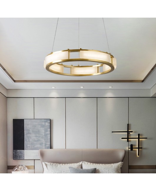 Cloudstone pendant light, all copper living room light, modern new Chinese restaurant bedroom study light, designer's creative marble lighting fixtures