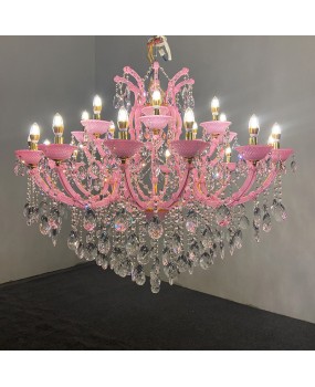 European style living room chandelier, restaurant light, hotel lobby, banquet hall, wedding decoration, pink crystal light, romantic theme light