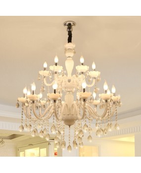 European style living room crystal chandelier, dining room bedroom chandelier, white modern home light, villa duplex floor chandelier wholesale