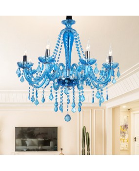 European style living room crystal chandelier, dining room lamp, Mediterranean blue bedroom lamp, creative coffee shop, internet cafe, bar counter lamp