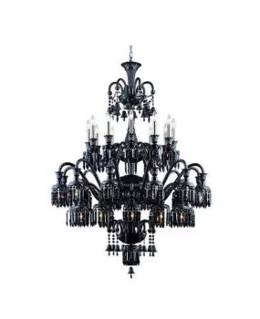 European style black crystal lamp, duplex staircase, retro villa hall, pendant lamp, clothing store, hotel creative atmospheric lamp